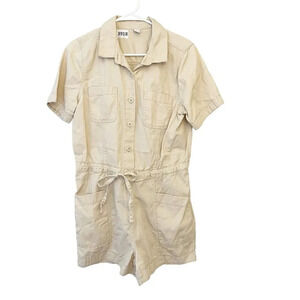 Old Navy Shorts Romper Safari Womens S Ivory Cotton Button Up Utility Gorpcore